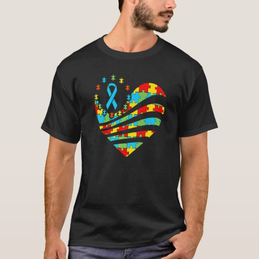 Autisme Awareness Heart Support Autistic Boys Gir T-shirt (Voorkant)