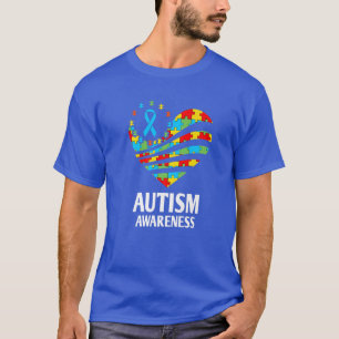 Autisme Awareness Heart Support Autistic Women Man T-shirt