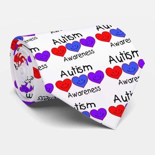 Autisme Awareness (Hearts) Stropdas (Opgerold)