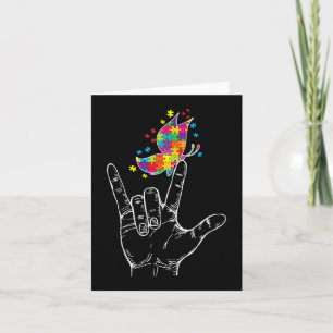 Autisme Awareness I love you ASL Hand Sign Languag Kaart