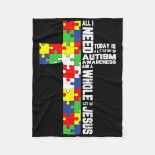 Autisme Awareness Jesus Cross Puzzle Cool Christel Fleece Deken