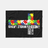 Autisme Awareness Jesus Cross Puzzle Cool Christel Fleece Deken (Voorkant (Horizontaal))
