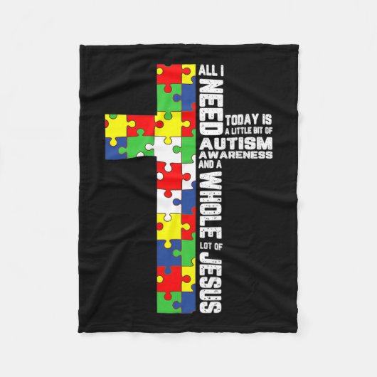 Autisme Awareness Jesus Cross Puzzle Cool Christel Fleece Deken (Voorkant)