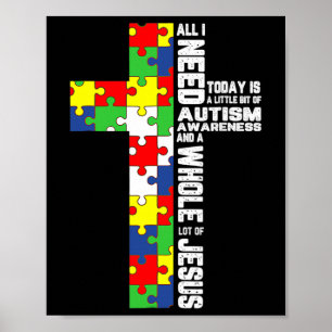 Autisme Awareness Jesus Cross Puzzle Cool Christel Poster