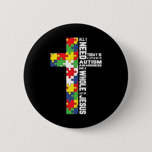 Autisme Awareness Jesus Cross Puzzle Cool Christel Ronde Button 5,7 Cm (Voorkant)