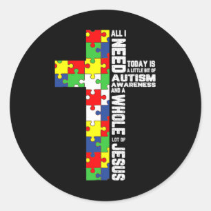Autisme Awareness Jesus Cross Puzzle Cool Christel Ronde Sticker