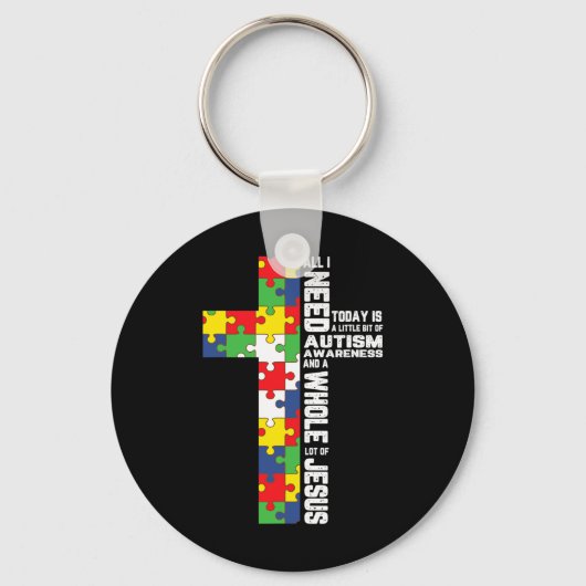 Autisme Awareness Jesus Cross Puzzle Cool Christel Sleutelhanger (Voorkant)