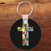 Autisme Awareness Jesus Cross Puzzle Cool Christel Sleutelhanger (Achterkant)