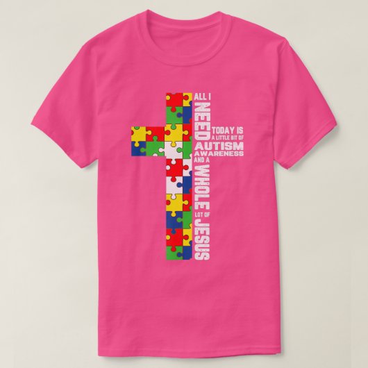 Autisme Awareness Jesus Cross Puzzle Cool Christel T-shirt (Design voorkant)