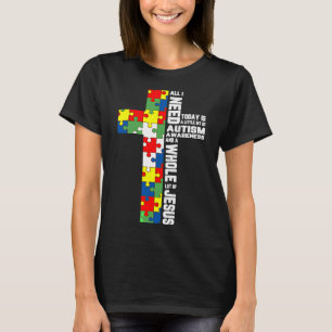 Autisme Awareness Jesus Cross Puzzle Cool Christel T-shirt
