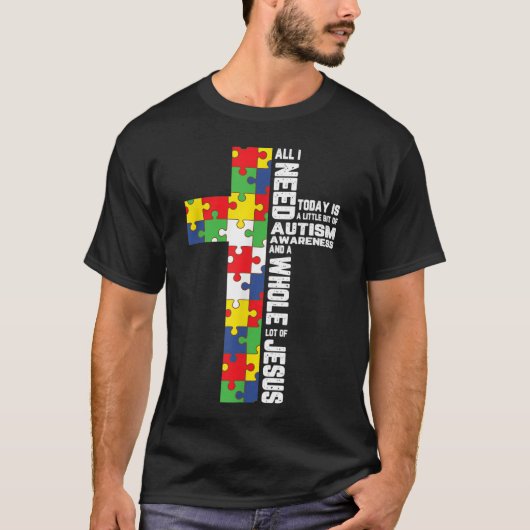 Autisme Awareness Jesus Cross Puzzle Cool Christel T-shirt (Voorkant)