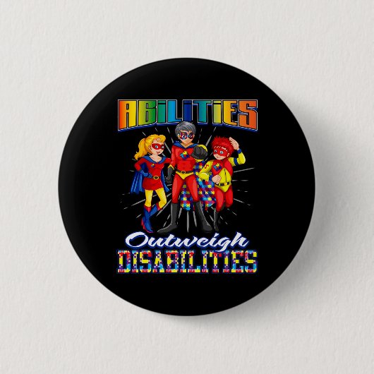Autisme Awareness Kinder Abilities Outweight Disab Ronde Button 5,7 Cm (Voorkant)