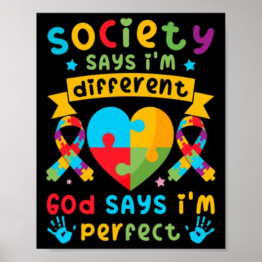 Autisme Awareness Kinder Boys God zegt dat ik perf Poster (Voorkant)