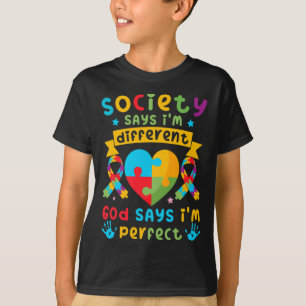 Autisme Awareness Kinder Boys God zegt dat ik perf T-shirt