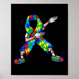 Autisme Awareness Kinder Dabbing Puzzle Piece Love Poster