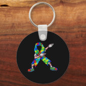Autisme Awareness Kinder Dabbing Puzzle Piece Love Sleutelhanger (Voorkant)