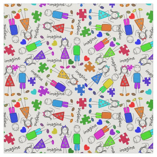 Autisme Awareness Kinder Puzzle Piecks Stof (Close Up)