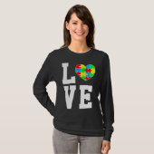 Autisme Awareness Love Autism Heart Family Support T-shirt (Voorkant volledig)