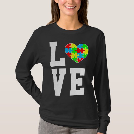 Autisme Awareness Love Autism Heart Family Support T-shirt (Voorkant)