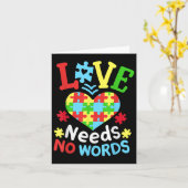 Autisme Awareness Love Needs No Words Kaart (Gele Bloem)