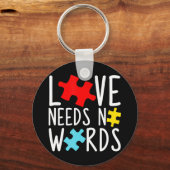 Autisme Awareness Love Needs No Words Puzzle Pieck Sleutelhanger (Voorkant)