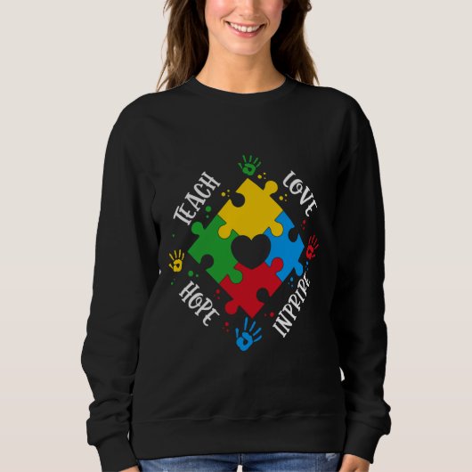 Autisme Awareness Love Teach Hope Trui (Voorkant)