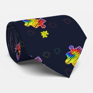 Autisme Awareness Paarse Gellow Puzzles Stropdas