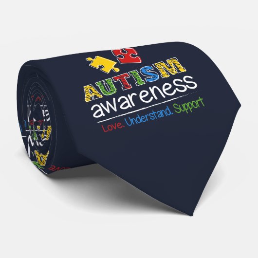 Autisme Awareness Patroon Puzzles Red Yellow Blue Stropdas (Opgerold)