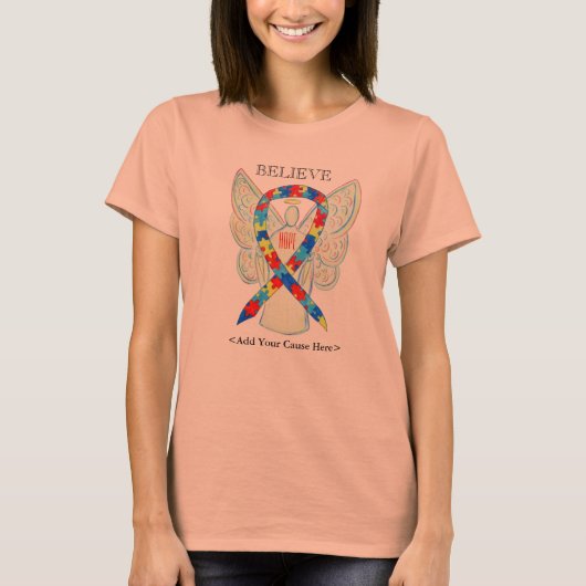 Autisme Awareness Puzzle ASD Ribbon Angel Shirt (Voorkant)