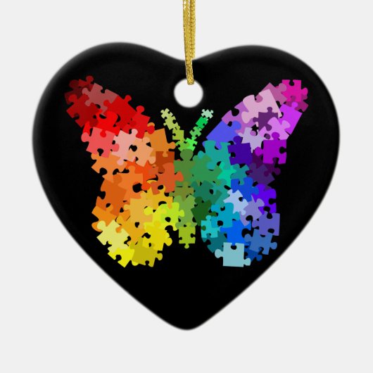 Autisme Awareness Puzzle Butterfly Ornament (Voorkant)