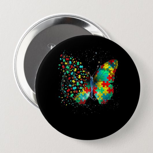 Autisme Awareness Puzzle Butterfly Ronde Button 4,0 Cm (Voorkant /achterkant)