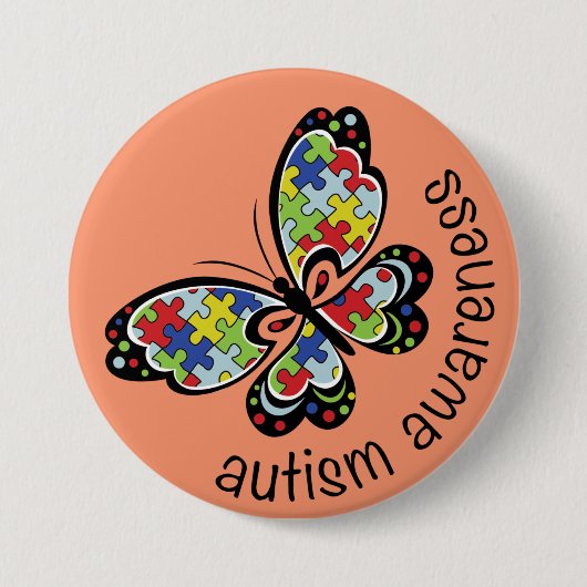 Autisme Awareness Puzzle Butterfly Ronde Button 7,6 Cm (Voorkant)