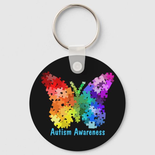Autisme Awareness Puzzle Butterfly Sleutelhanger (Voorkant)