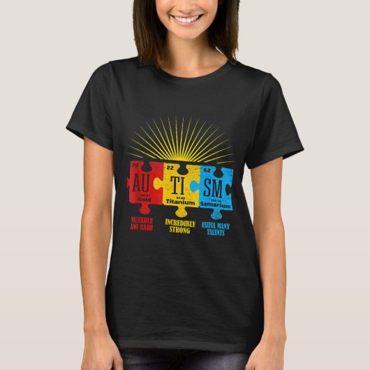 Autisme Awareness Puzzle Chemical Element T-shirt (Voorkant)