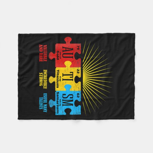 Autisme Awareness Puzzle Chemical Element T-Shirt1 Fleece Deken (Voorkant (Horizontaal))