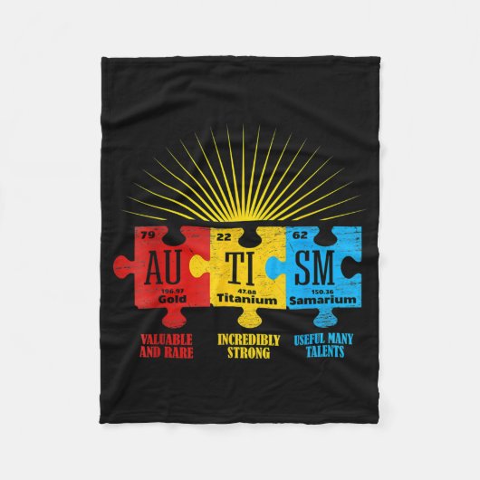 Autisme Awareness Puzzle Chemical Element T-Shirt1 Fleece Deken (Voorkant)