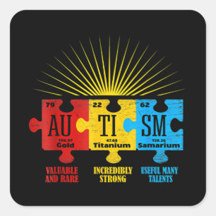 Autisme Awareness Puzzle Chemical Element T-Shirt1 Vierkante Sticker