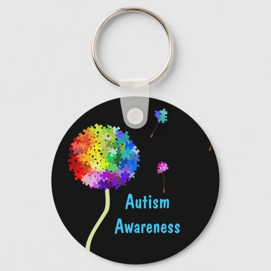 Autisme Awareness Puzzle Dandelion Sleutelhanger (Voorkant)