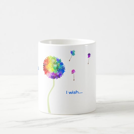 Autisme Awareness Puzzle Dandelion Wishes Koffiemok (Center)
