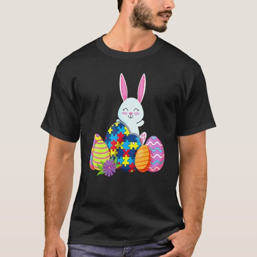 Autisme Awareness Puzzle Easter Bunny Eggs T-shirt (Voorkant)