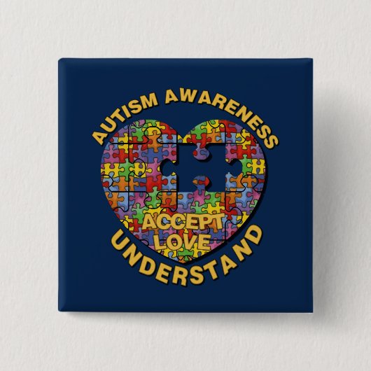 Autisme Awareness Puzzle Heart Button (Voorkant)