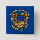 Autisme Awareness Puzzle Heart Button (Voorkant)