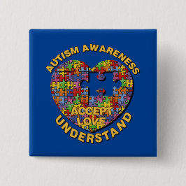 Autisme Awareness Puzzle Heart Button