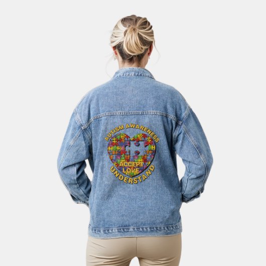 Autisme Awareness Puzzle Heart Denim Jacket (Model)