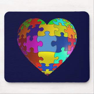 Autisme Awareness Puzzle Heart Muismat