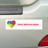 Autisme Awareness Puzzle Heart Personalized Bumpe Bumpersticker (Op auto)
