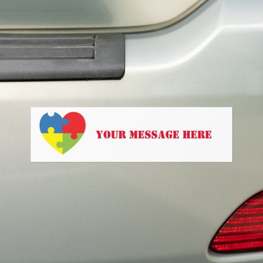 Autisme Awareness Puzzle Heart Personalized Bumpe Bumpersticker (Op auto)