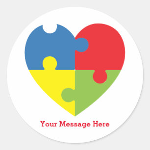 Autisme Awareness Puzzle Heart Personalized Ronde Sticker