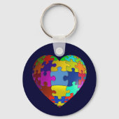 Autisme Awareness Puzzle Heart Sleutelhanger (Voorkant)