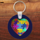 Autisme Awareness Puzzle Heart Sleutelhanger (Voorkant)